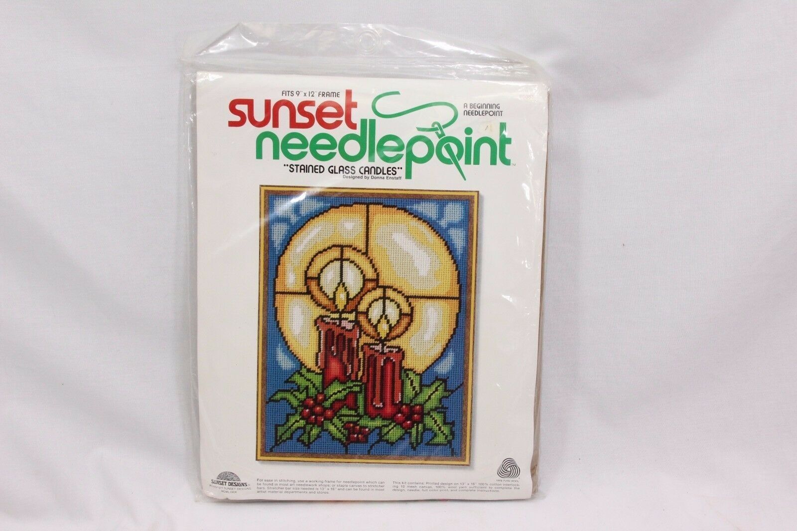 Sunset Xmas Needlepoint Stained Glass Candles 6083 - $29.39