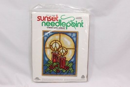 Sunset Xmas Needlepoint Stained Glass Candles 6083 - £23.11 GBP