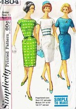 Vintage 1960&#39;s Misses&#39; DRESS Pattern Simplicity 4804-s Size 13 - £9.50 GBP