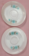 Pair (2) Fire King Oven Ware Saucers Plates Blue Flowers 6 Inch - £9.15 GBP