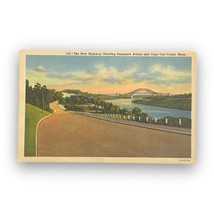 Sagamore Bridge Cape Cod Canal Massachusetts MA Highway 1936, Posted 1950s - £3.91 GBP