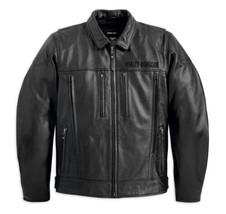 Harley Davidson Men&#39;s Stone Black Leather Riding Biker Jacket XL, 98037-... - £233.45 GBP