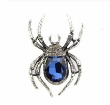 Vintage look silver plated blue spider brooch suit coat broach collar pin b7 - £15.18 GBP