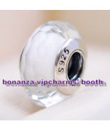 925 Silver Handmade Glass Bead Fascinating White Faceted Murano Glass Charm - £3.65 GBP
