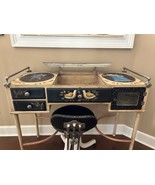 vintage hand painted metal Manicure Table &amp; Chair 37”x32”x17” - $2,056.32 CAD