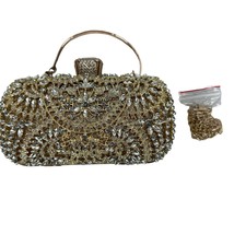 Gold Rhinestone Evening Clutch Purse With Detachable Chain Strap &amp; Snap ... - $23.20