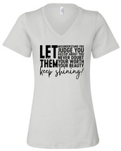 Let Them Women&#39;s Tshirt - Women’s Relaxed Jersey V-Neck Tee V3 Keep Shining - $27.08 CAD+