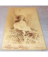 Vintage Cabinet Card Photograph Girl Child with Dress and Hat Savannah G... - £4.64 GBP