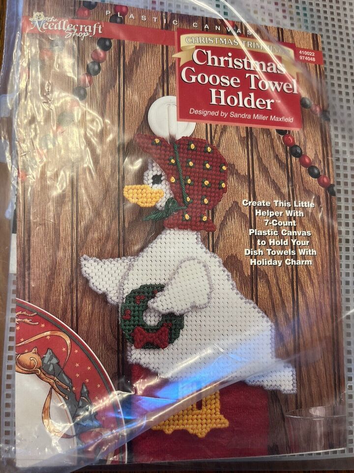 Needlecraft Shop Plastic Canvas  Kit Christmas Goose Towel Holder - $6.98