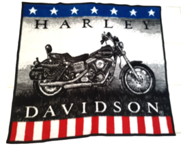 Biederlack America HARLEY-DAVIDSON Motorcycle Blanket Throw Fleece USA 48&quot;x51&quot; - £55.91 GBP