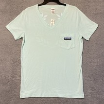 Women’s Victoria’s Secret Pink V-Neck Mint Green T-Shirt Size Small With Pocket - £19.47 GBP