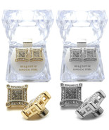 Iced Magnetic Stud Square Hip Hop Fashion Earring Lucite Box Included XE... - £14.15 GBP