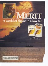 1985 Merit cigarettes Print Ad Ship Ocean 8.5&quot; x 11&quot; - $20.06