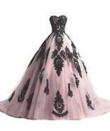 Kivary Long Ball Gown Black Lace Gothic Corset Formal Prom Evening Dress... - $168.29