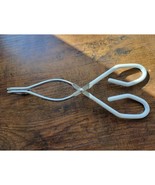 Vintage White Rubber Handle 8-1/2&quot; Angled Stainless Steel Tongs - Made i... - £7.04 GBP