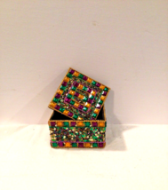 Mardi Gras  &quot;Square Stone&quot; Trinket/Jewelry Box - £10.34 GBP