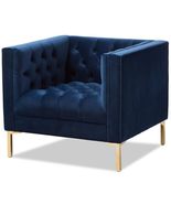 Baxton Studio Zanetta Luxe and Glamour Navy Velvet Upholstered Gold Fini... - $489.89