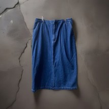 Kim Rogers Denim Modesty Midi Skirt Womens Size 16 Medium Wash Back Slit Classic - £18.59 GBP
