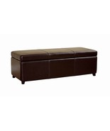 Modern Full Leather Ottoman Storage Bench Rectangle Dark Brown - $237.89