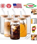 Elegant 6-Piece Glass Cups Set with Bamboo Lids &amp; Straws - Ideal for Ice... - $682.95 MXN