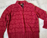 WOOLRICH Women’s XL Red Snowflake Knitted Henley Cotton Blend Sweater - £37.72 GBP