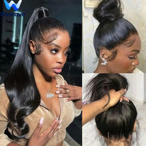 Wewave Straight Human Hair Wigs 360 Full Lace 1b Black Wig 16inches 1.9 ... - $138.60