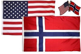 K&#39;s Novelties Wholesale Combo USA &amp; Norway Country 2x3 2&#39;x3&#39; Flag &amp; Lapel Pin - $8.88