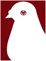 1674 White dove with red heart eye Vintage Poster.Bird Decorative Art.Interior - £13.02 GBP+