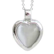 Heart Cat’s Eye Stone Pendant Necklace Sterling Silver - $12.29