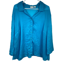 Cato Button Front Collared Shirt Blue 3/4 Sleeves Women Plus Size 3X 22/24W - £10.83 GBP