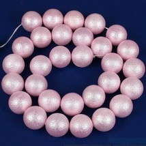 Pink Round Glass Textured Pearl Beads 12.5mm 1 Strand - £10.71 GBP