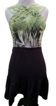 Line &amp; Dot Sun Dress Womens S Bamboo Cut Out Green Black Fit Flare Sleev... - $19.58