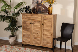 Theo Oak Brown 3-Door Shoe Storage Cabinet w/Drawer - $3,209.84 MXN