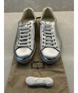 Gucci  Mens Silver Ace Metallic Leather Sneakers Size 8.5G/9.5US - $6,547.51 MXN