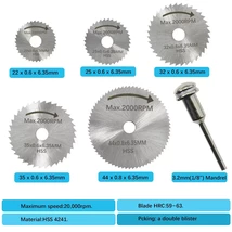 TASP 6pcs Mini Circular Saw Blade Set HSS Cutting Disc Rotary Tool Acces... - $165.12