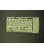 1950 Syracuse University Ad - Design studies in Europe for your son - £14.55 GBP