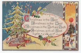 Vintage Postcard Christmas Tree Toys Silver Trim 1910 Embossed - £7.89 GBP