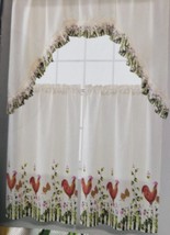 3pc. Kitchen Curtains Set:2 Tiers (30&quot;x36&quot;) &amp; Swag (60&quot;x36&quot;) ROOSTER GARDEN, EHF - $18.80