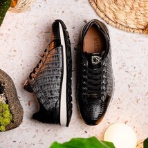 Men's Shoes genuine crocodile and lizard fashion sneaker Portici Gray / Black image 11