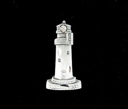 Pewter Lighthouse Pin Vintage Pinback Brooch Rhinestone Monarch Creations 1996 - £16.34 GBP