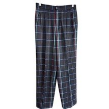 Vtg 80s JG Hook Wool Trousers Black Windowpane Plaid Pleated Tapered Lin... - $68.31