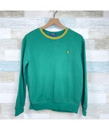 POLO Ralph Lauren Tipped Collar Sweater Green Crewneck Boys Large 14 16 - $39.59