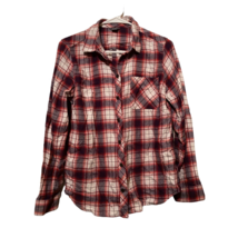 Eddie Bauer Womens Button Front Shirt Purple Plaid Long Sleeve Pockets Flannel M - £12.57 GBP