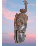 Antique African Tribal Art Ceremonial Yaure People Mask with Rooster Ivo... - €96,46 EUR