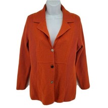 Herman Geist Wool Sweater Jacket Women&#39;s Size S Orange Button Up - $37.57