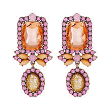 Pink Cubic Zirconia &amp; Crystal 18K Gold-Plated Drop Earring - £11.98 GBP