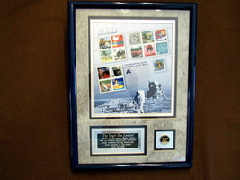 BUZZ ALDRIN APOLLO 11 ASTRONAUT SIGNED AUTO USPS FRAMED STAMP COLLAGE PR... - £544.41 GBP