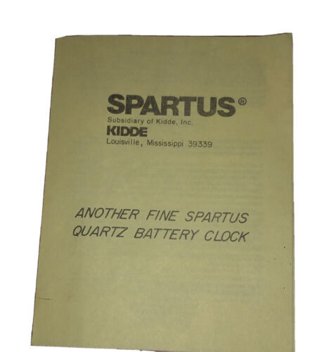 Spartus Kiddie Quartz Battery Clock Vintage Instructions Only - $2.87