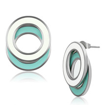 TK893 - High polished (no plating) Stainless Steel Earrings with Epoxy  ... - $420.03 MXN