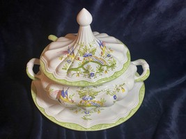 Vintage Hand Painted Italian Porcelain Soup Tureen w/ Ladle Made in Italy - £140.79 GBP